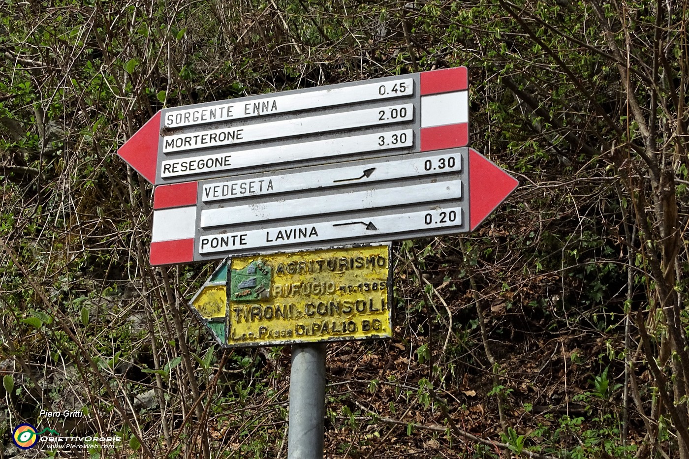 33 Indicazioni all' incrocio sol sentiero-sterrata che proviene dal Ponte della Lavina.JPG